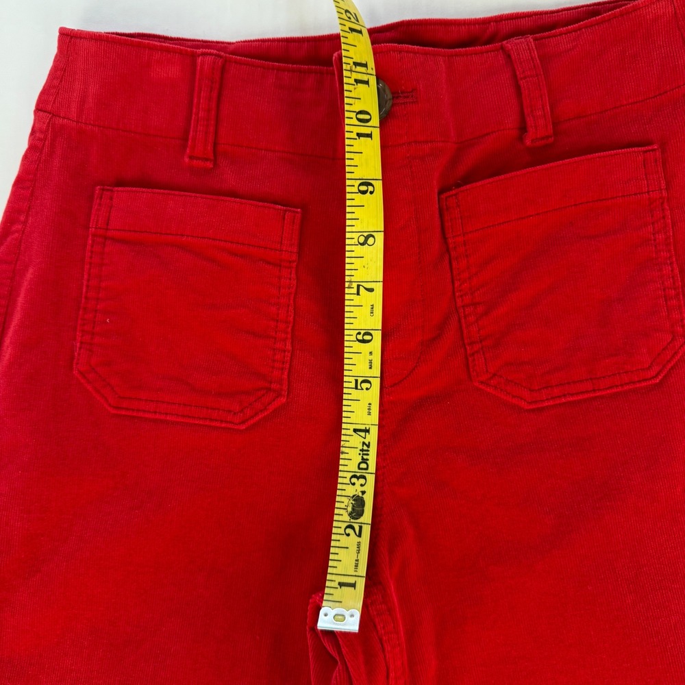 Talbots Red Corduroy Wide Leg Patch Pocket Pants High Rise Size 4 High Waist - Picture 7 of 11